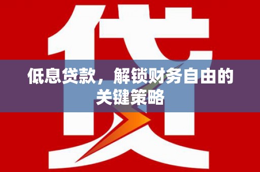 东乡低息贷款，解锁财务自由的关键策略
