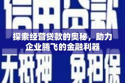 东乡探索经营贷款的奥秘，助力企业腾飞的金融利器