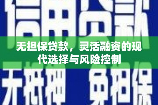 东乡无担保贷款，灵活融资的现代选择与风险控制