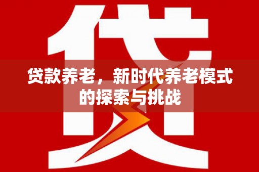 东乡贷款养老，新时代养老模式的探索与挑战