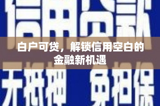 东乡白户可贷，解锁信用空白的金融新机遇