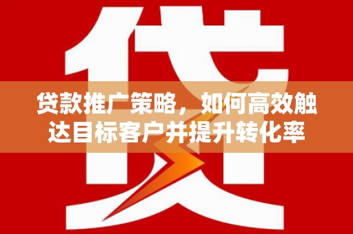 东乡贷款推广策略，如何高效触达目标客户并提升转化率