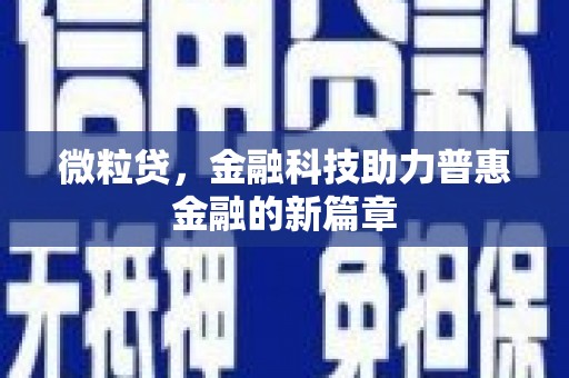 东乡微粒贷，金融科技助力普惠金融的新篇章